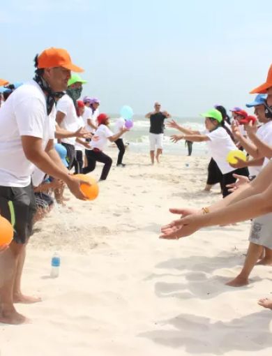 Team building on An Bang Beach at Shore Club in Hoi An, Vietnam
